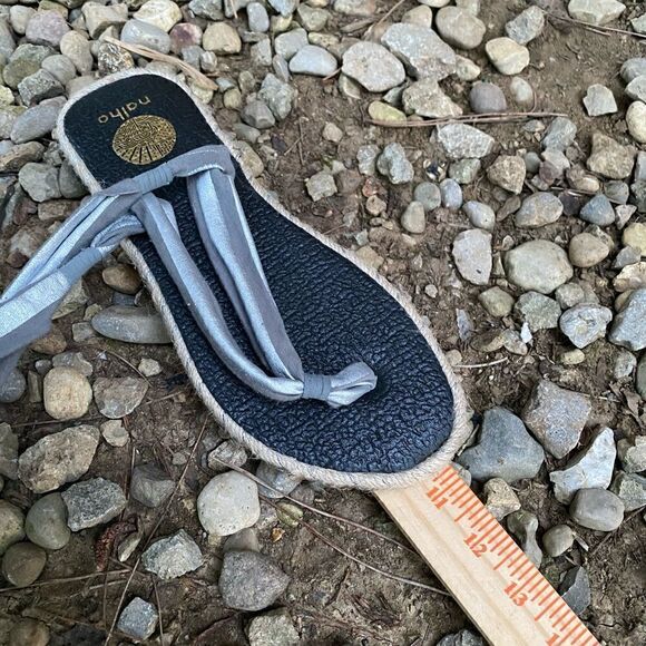 Nalho Karabi Sandal Metallic Silver & Gray Yoga Ankle Strap - Women's Size 9.5 - Picture 7 of 8